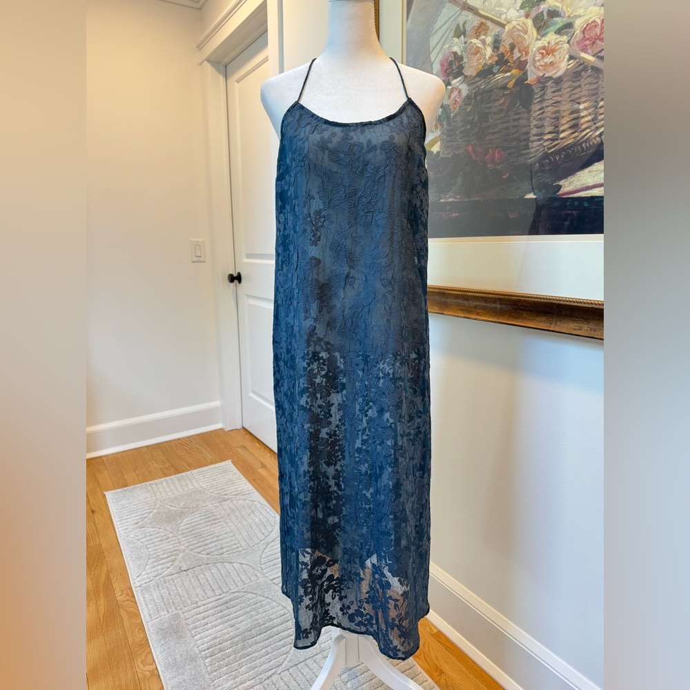 🆕 NWT MADE WELL Floral Halter Cover-Up Midi Dress • Deep Shadow • Small